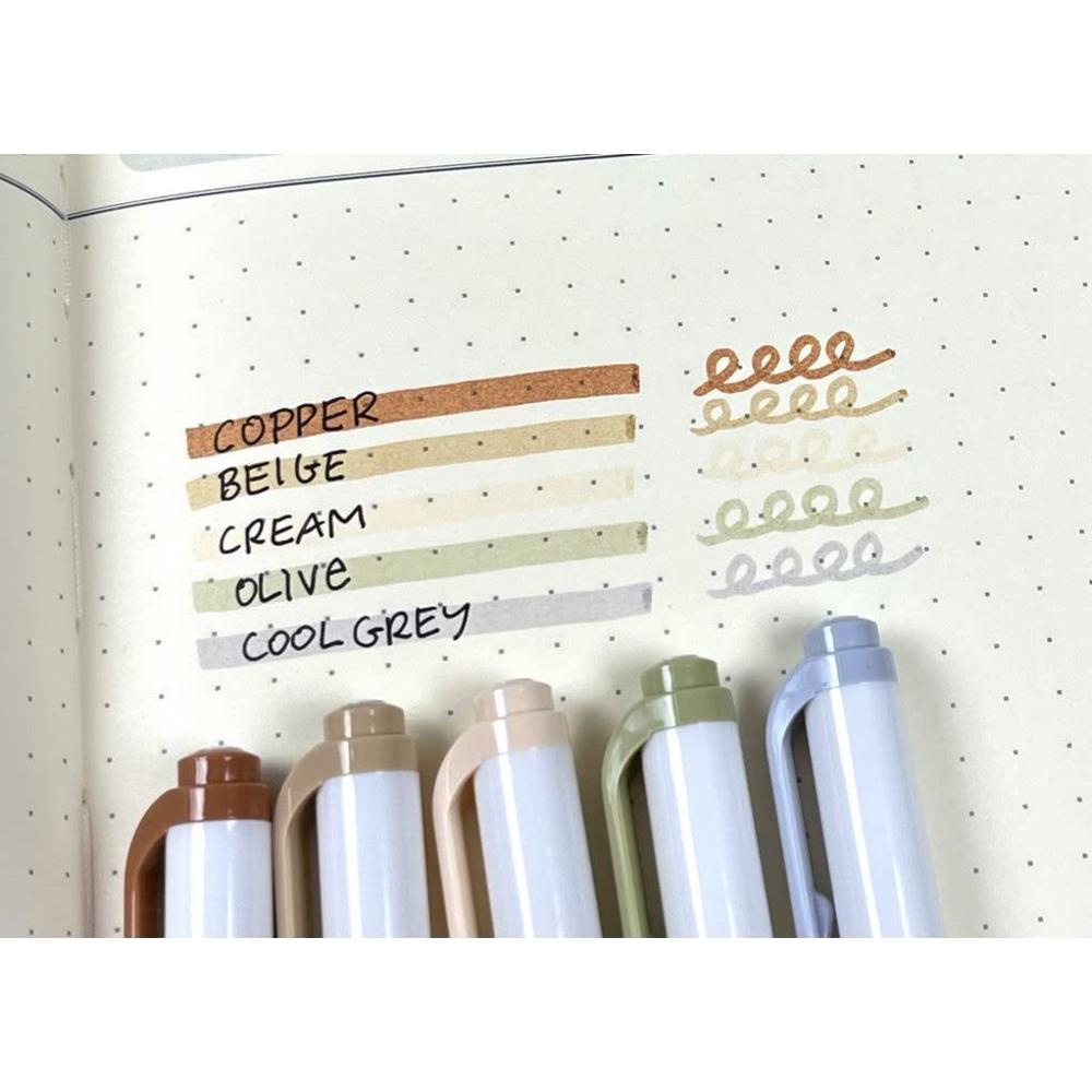 Zebra Pen Neutral Palette Set, Includes 8 Mildliner Highlighters and 2 clickArt Markers, Assorted Neutral Vintage Ink colors, 10