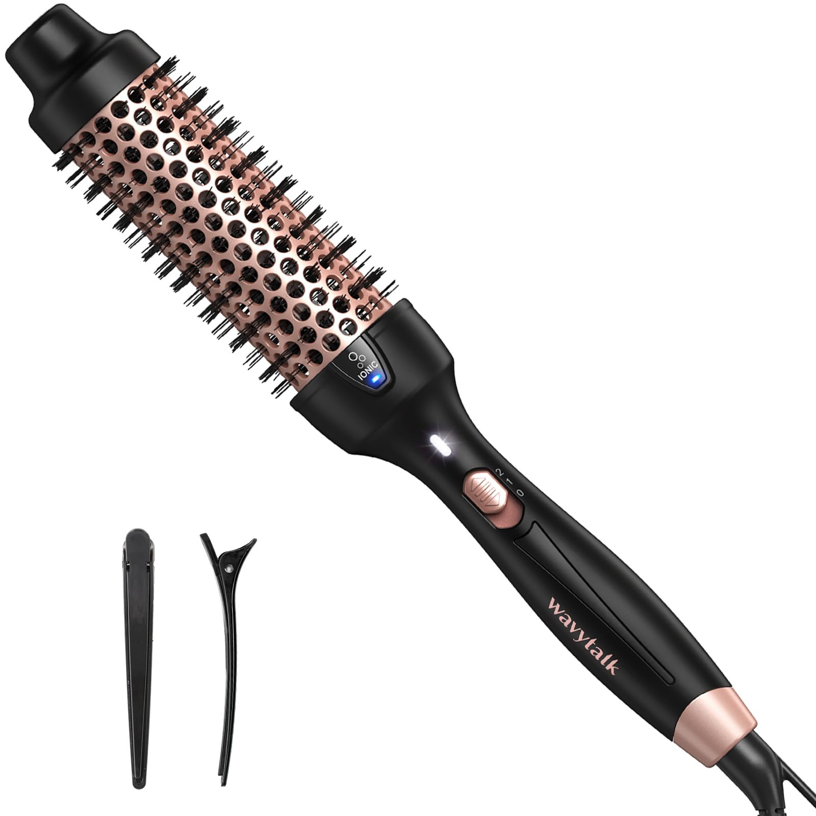 Wavytalk Pro Heated Round Brush for Blowout Look, 1 1/2 Inch Ionic Curling Iron Brush Makes Hair Shinier & Smoother, Dual Voltag