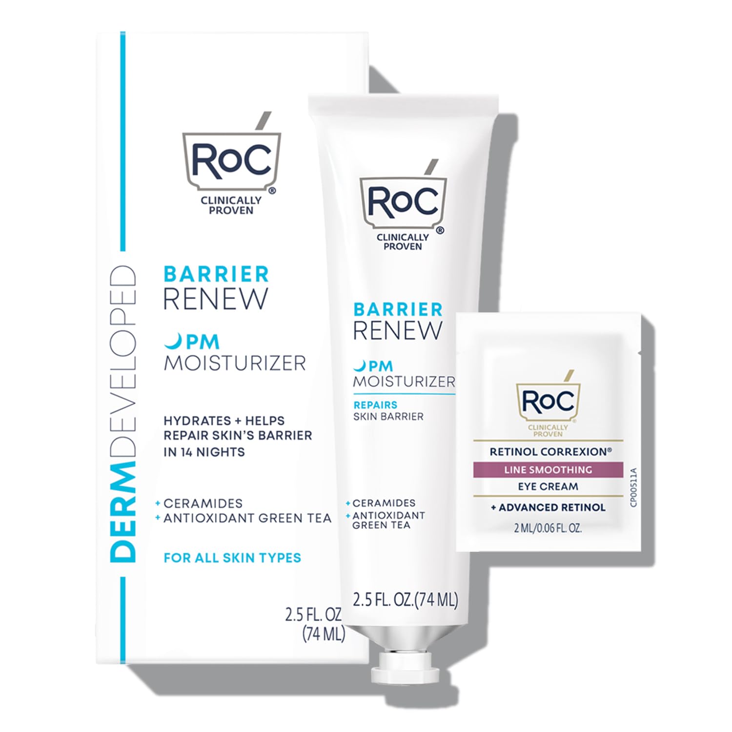 Roc Barrier Renew Night Moisturizer with ceramides & Antioxidant green Tea AND Lipo Peptides to renew Skin Barrier, christmas gi