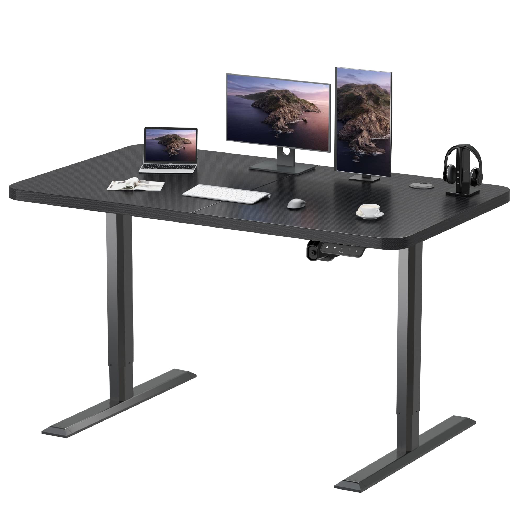 JUMMIcO Standing Desk Electric Adjustable Desk Large 55 x 24 Sit Stand Up Desk Home Office computer Desk Memory Preset with T-Sh