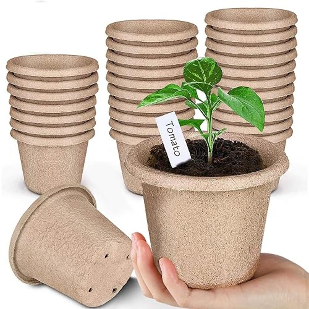 ANgTUO grow Healthy Plants 30 Pcs Eco-Friendly Peat Pots for Seedlings - 433 Inch Biodegradable Seed Starter Pots with Drainage 
