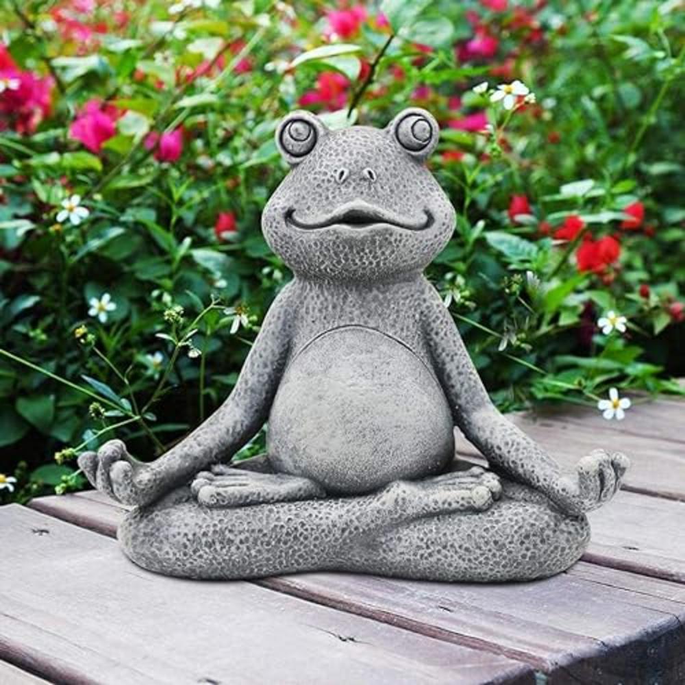Nacome Meditating Frog Miniature Figurine,Zen Yoga Frog garden Statue Ornament- IndoorOutdoor garden Sculpture for Fairy garden,