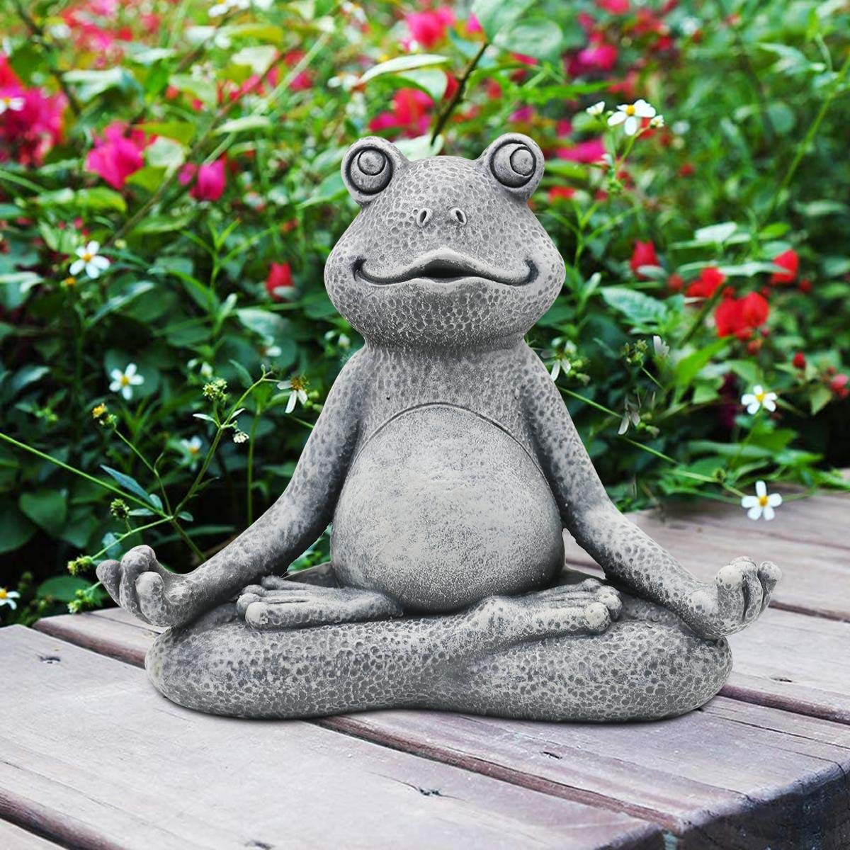 Nacome Meditating Frog Miniature Figurine,Zen Yoga Frog garden Statue Ornament- IndoorOutdoor garden Sculpture for Fairy garden,