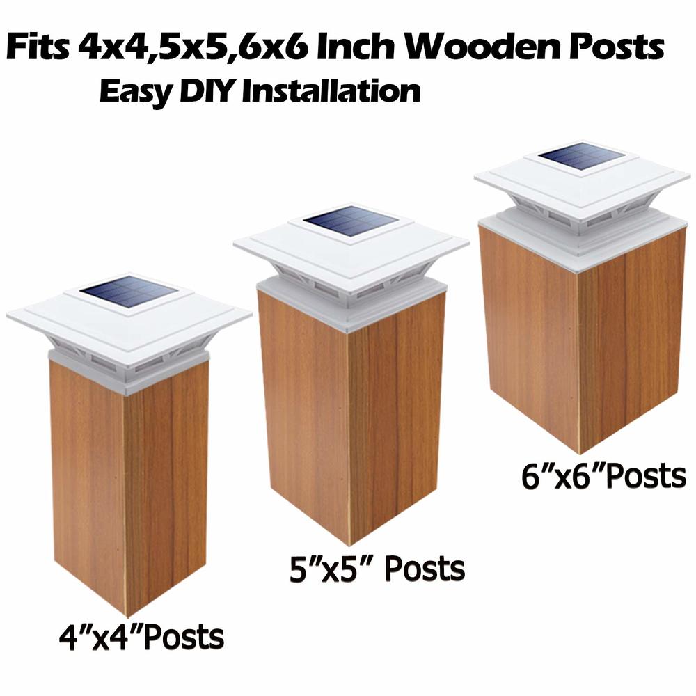 SIEDiNLAR Solar Post Lights Outdoor 2 Modes LED Fence Deck Cap Light for 4x4 5x5 6x6 Posts Garden Patio Decoration Warm White/Co