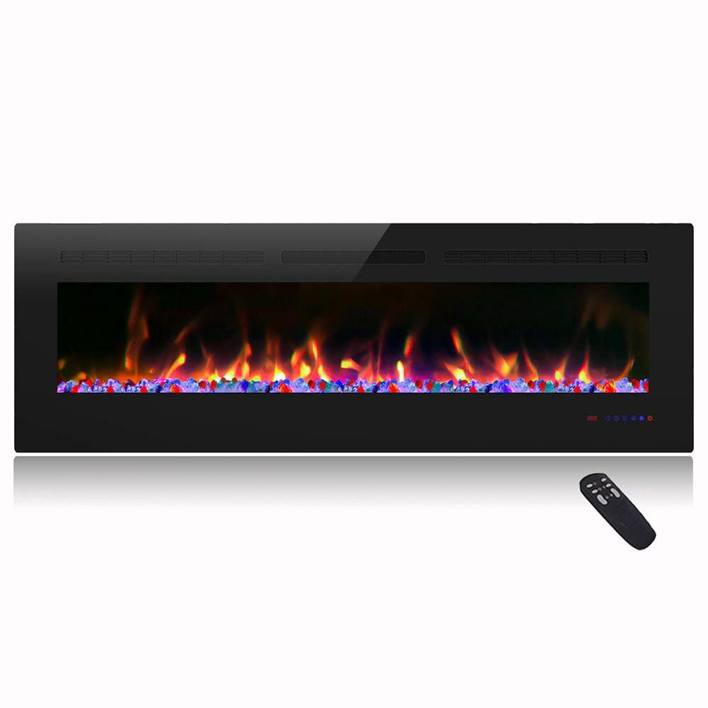 Cheerway 60 inch Electric Fireplace with Heater, Wall Mounted & Recessed Electric Fireplace Insert, Linear Wall Fireplace w/Ther
