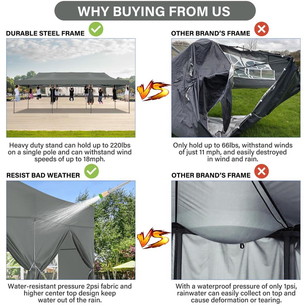Tooluck 10x30 Pop up Heavy Duty Canopy Tent with 8 sidewalls Easy up Heavy Duty Tent Waterproof Wedding Party Tent Canopy Outdoo