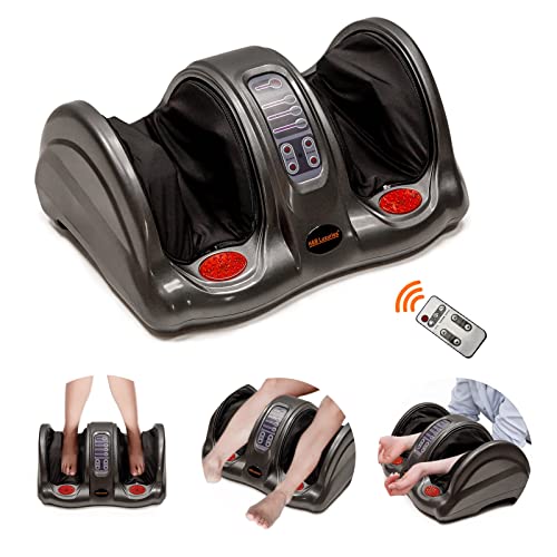 H&B Luxuries Electric Shiatsu Foot Massager with Remote for Pain Relief, Deep Kneading Rolling Feet and calf Massager, Leg circulation Machin