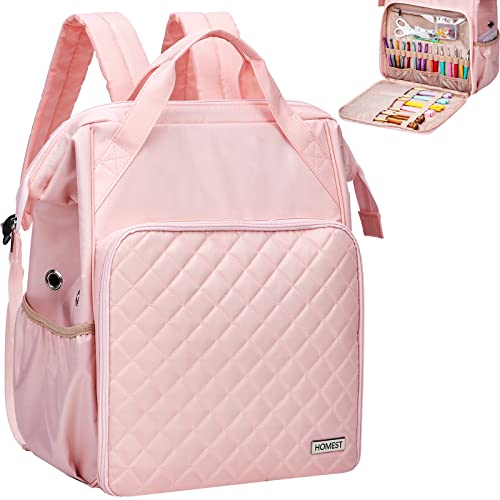 HOMEST Knitting Bag Backpack, Crochet Storage Organizer, Large