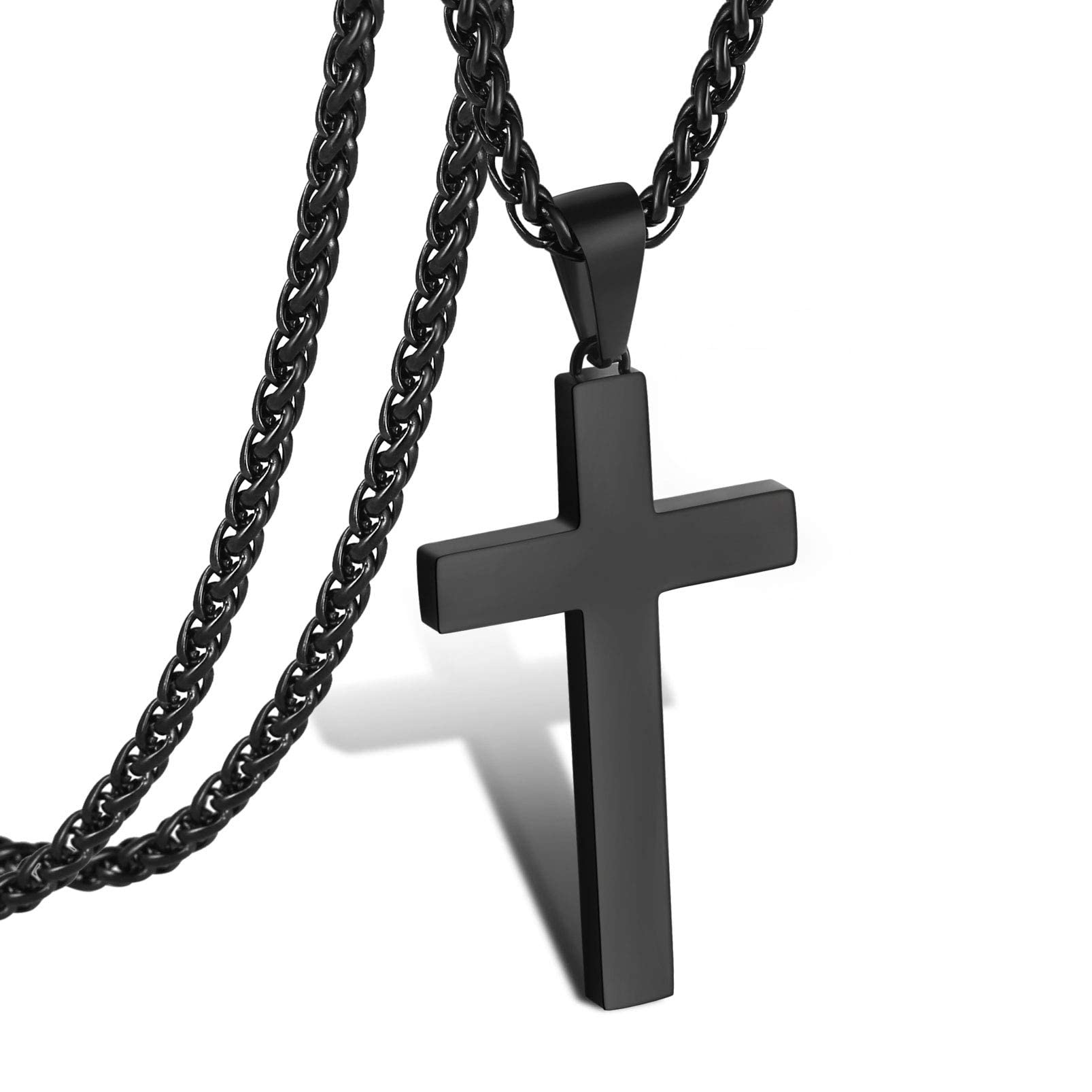 BLAKE Black Stainless Steel Cross Necklace for Men, Women