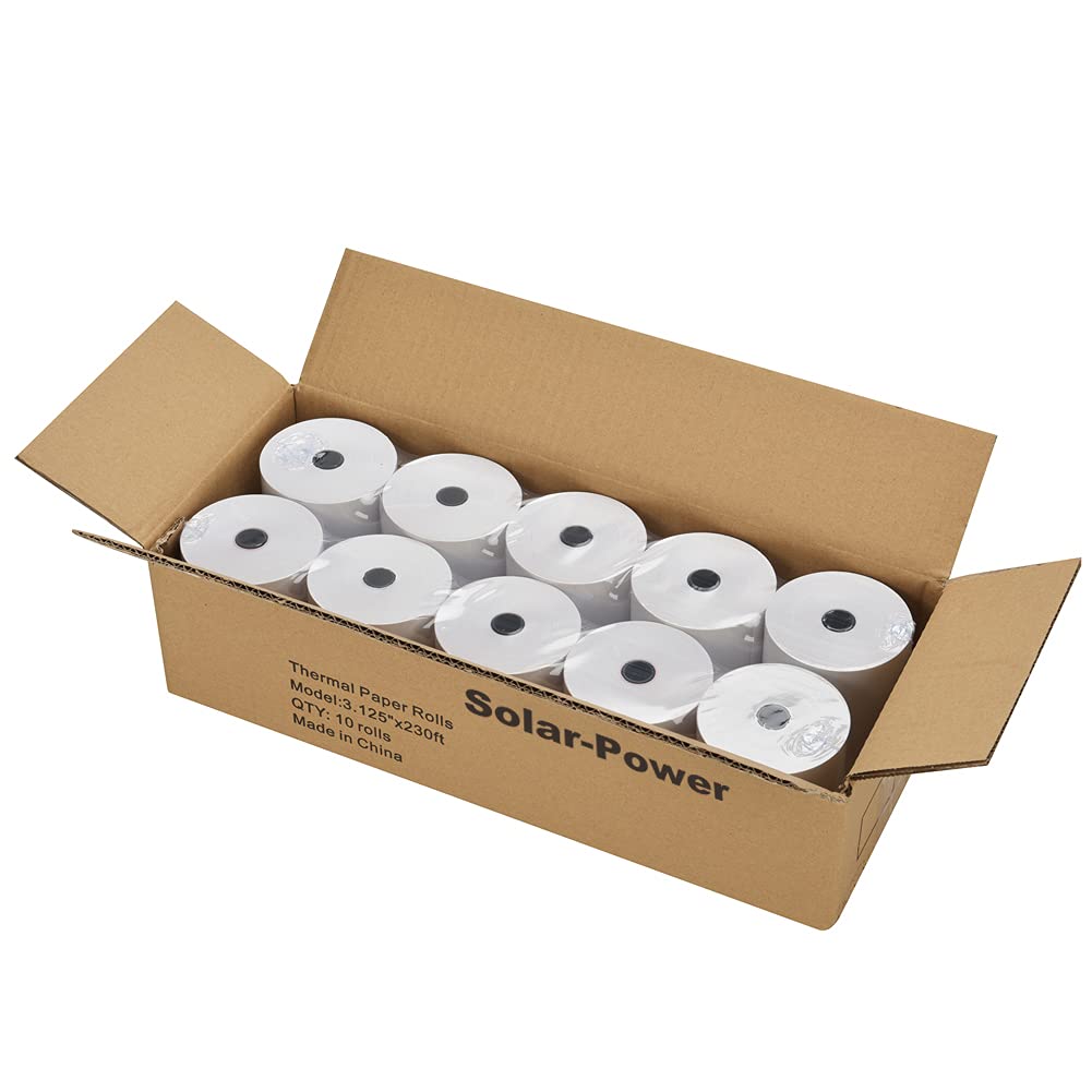 Solar-Power 3 18 Thermal Paper 10 Rolls for POS cash Register Receipt Paper Roll 1-Ply Bond((3-18 inch x 230 feet)