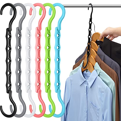 AMKUFO Hangers-Space-Saving-6 Pack - Closet-Organizers-and-Storage-for-Wardrobe, Hanger-Organizer-Space-Saver-for-Bedroom,Dorm-R