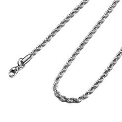 Giftall 4MM Rope Chain Necklace Stainless Steel Twist Rope Chain Necklace for Men Women 30 Inches