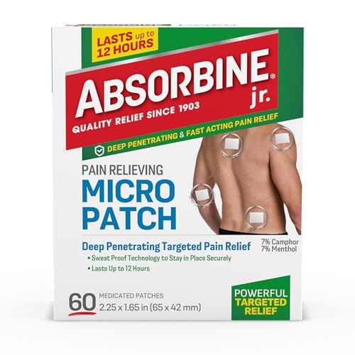 ABSORBINE JR. Pain Relief Patches, Micro Pain Patch with Menthol for Hard to Reach Muscle Aches, Cramps, Back, Arthritis, Neck, 