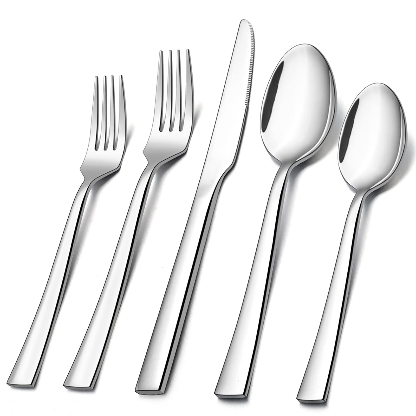 E-far 10-Piece Silverware Set, E-far Stainless Steel Flatware Set Service for 2, Modern Tableware Cutlery Set for Home and Restaurant,