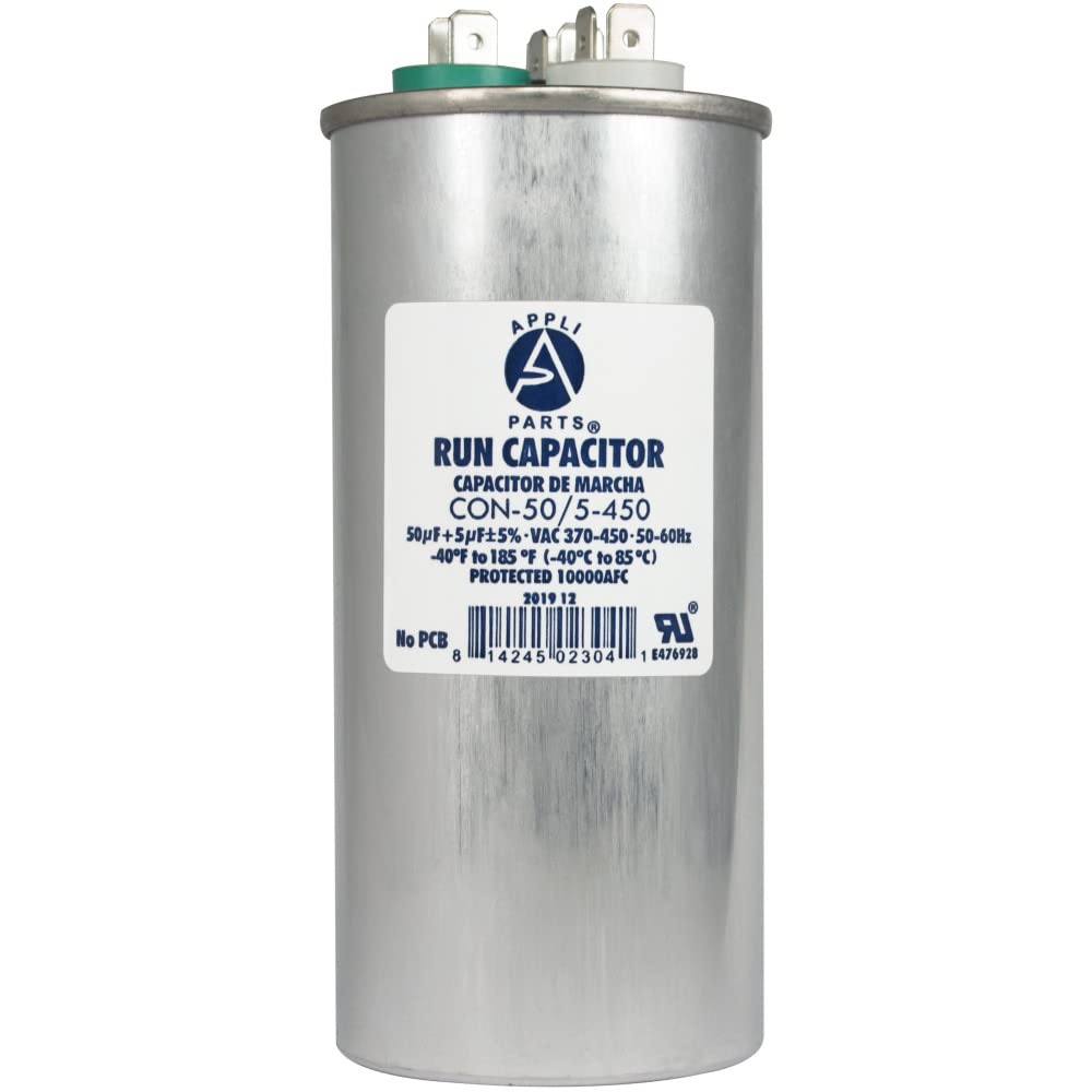 AP APPLI PARTS Appli Parts Dual Run capacitor for ac 505 Mfd uF (microfarads) 370 or 450VAc cBB65 Round Universal fit for hvac and other applic