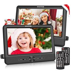 WONNIE 10" Car DVD Players, Portable DVD Player Dual Screen Play Two Different or The Same Movie with 2 Headrest Mount, 5 Hours 