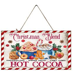 Twisted R Design Farmhouse christmas Decor Hanging Wood Wall Sign (christmas Blend Hot cocoa christmas Sign)