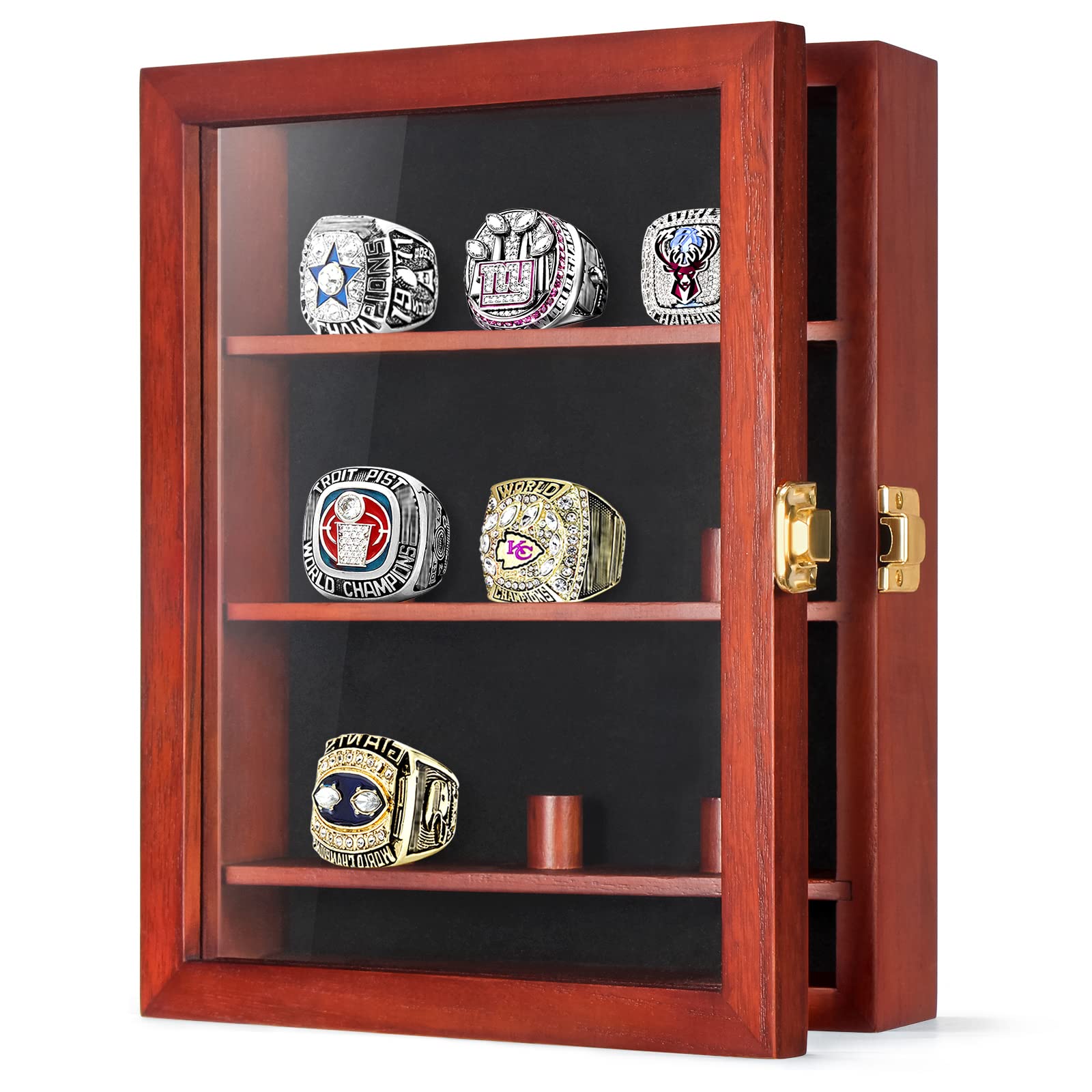 TJ.MOREE Championship Ring Display Case, 9 Ring Posts Baseball Ring