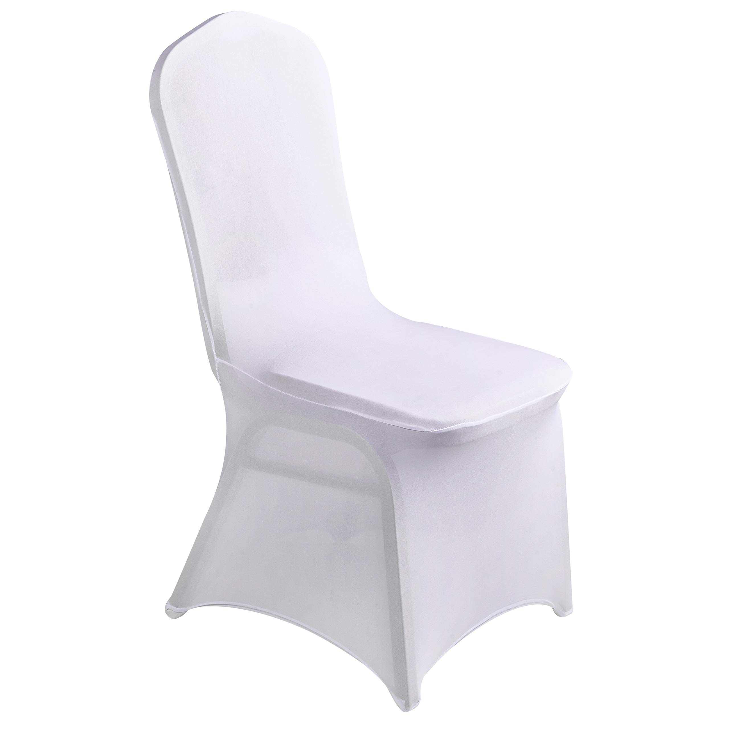 LZY 50pcs Spandex chair cover Stretch Slipcovers for Wedding Party, Dining Banquet chair Decoration covers (White, 50)