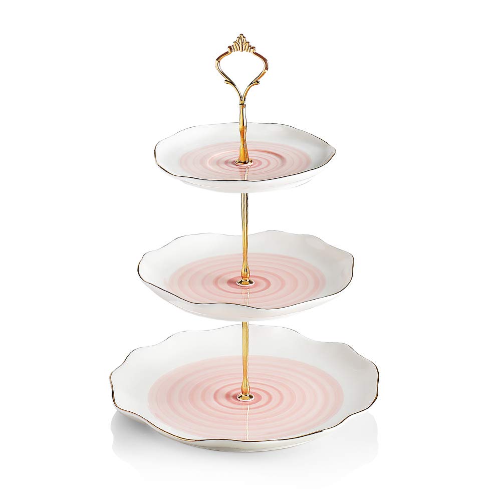 SWEEJAR 3 Tier ceramic cake Stand,Dessert Stand,cupcake Stand,Tea Party Pastry Serving Platter,Food Display Stand for TeacoffeeB
