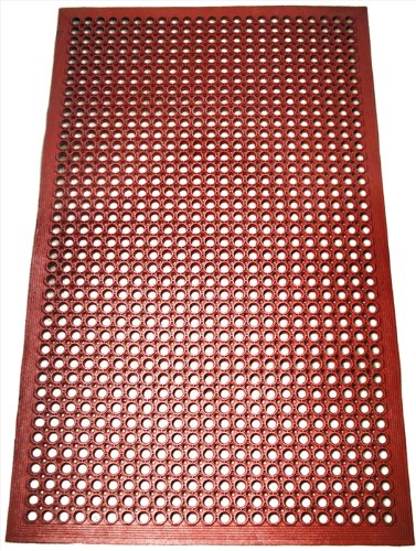 New Star Foodservice 54521 commercial grade grease Resistant Anti-Fatigue Rubber Floor Mat, 36 x 60, Red