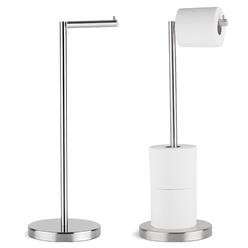 Marmolux Acc - Free Standing Toilet Paper Holder Stand Brushed Steel Finish 1pc - Storage for 4 Rolls of Toilet Tissue SUS 304 S