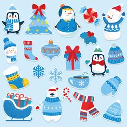 Tevxj 20 PcS Winter Thick gel clings Winter christmas Window gel clings Decals Stickers for Kids Toddlers and Adults Home Airplane cla