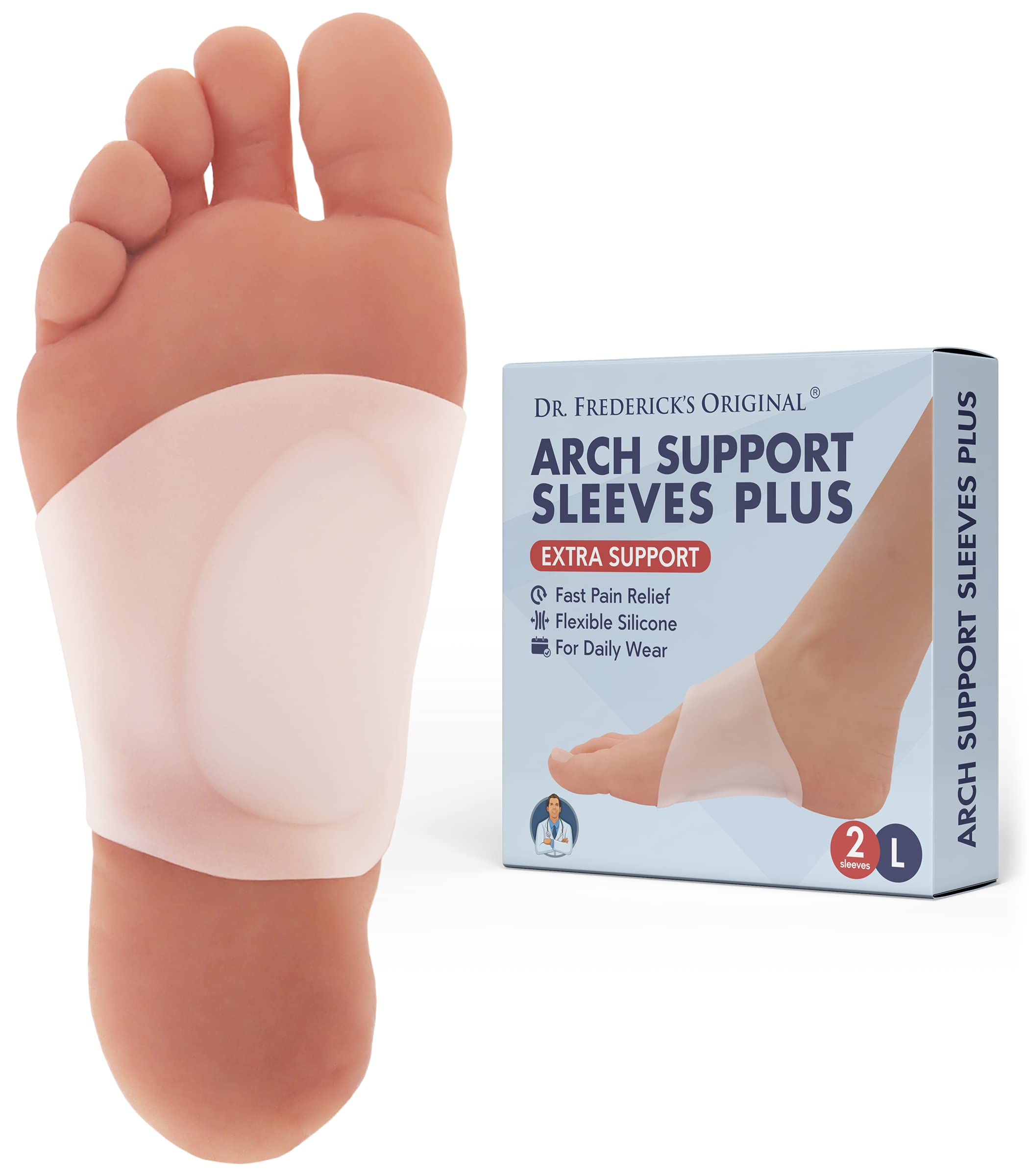 Dr. Frederick's Orig Dr Fredericks Original Arch Support Sleeves Plus - Doctor Developed Flat Foot Arch Supports for Men & Women - 2 Pieces - Arch Pa