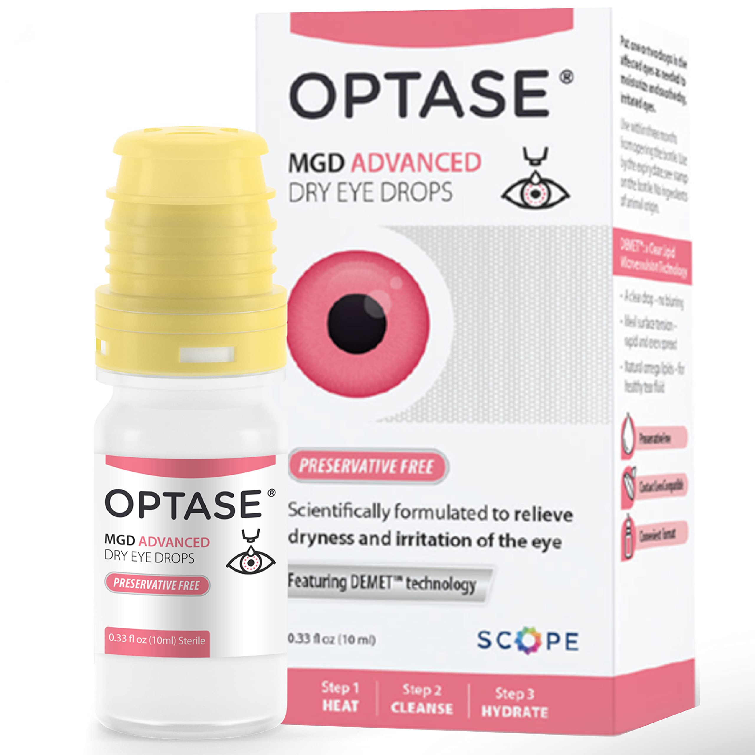 Optase MgD Advanced Dry Eye Drops - Preservative Free Eye Drops for Dry Eyes and MgD - Artificial Tears for MgD Symptoms - Demet