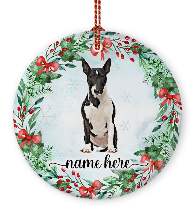 Prezzy Personalized Bullmastiff Dog Gifts for Christmas Tree Ornaments 2023 Wreath Floral Style Funny Dog Lovers Gift Xmas Holid