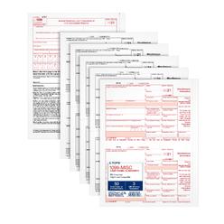 TOPS 1099 MISc 2 Up Forms 2021, 5 Part 1099 Forms, LaserInkjet Tax Form Sets for 50 Recipients, Includes 3 1096 Forms (TX22993-M