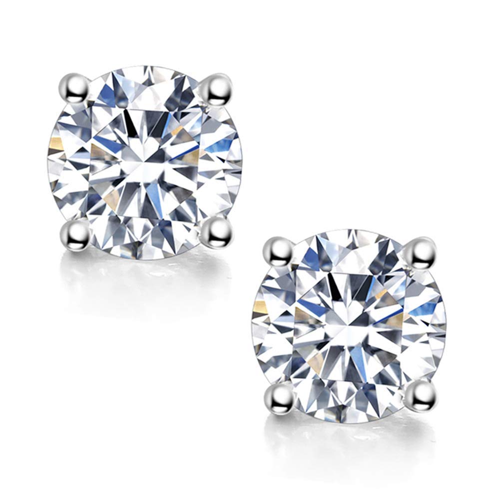 Impalsory Moissanite Stud Earrings, 1ct 5mm DF Color Brilliant