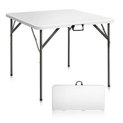 VINGLI 34" Fold in Half Square Table, Bi-Folding Commercial Table, Portable Plastic Dining Card Table for Kitchen or Outdoor Par