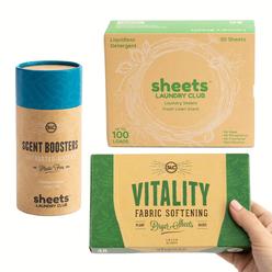 Sheets Laundry club - All In One Laundry Kit- Lightweight - Enjoy 50 Fast Dissolving Fresh Linen Laundry Sheets, 1-8oz Uncharted