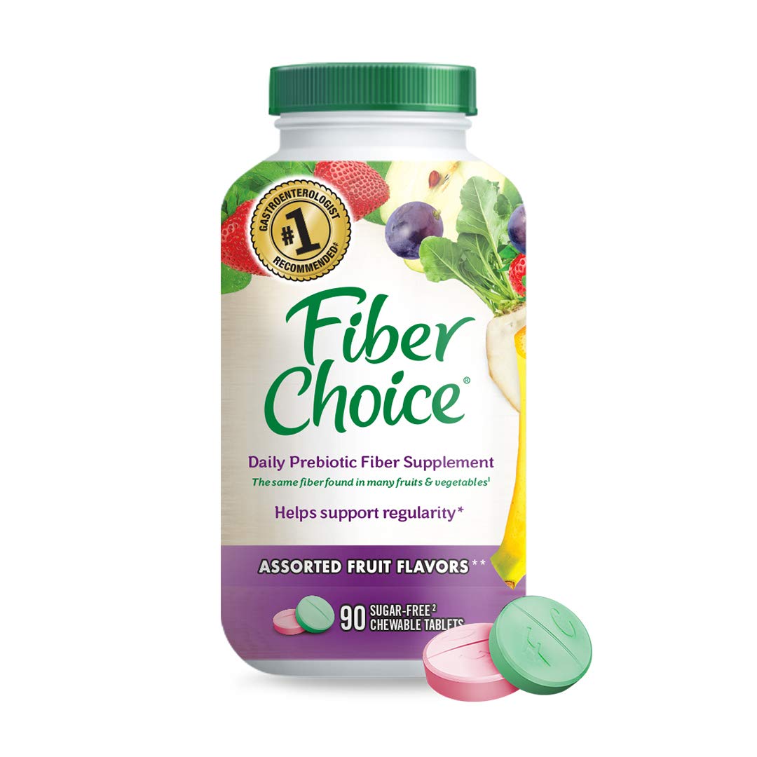 Fiber Choice Daily Prebiotic Fiber Chewable Tablets, Assorted Fruit, 90 Tablets (90 Count (Pack of 1))