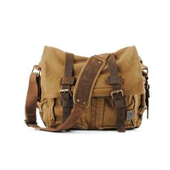 Sechunk Vintage Military Leather canvas Laptop Bag Messenger Bags Large