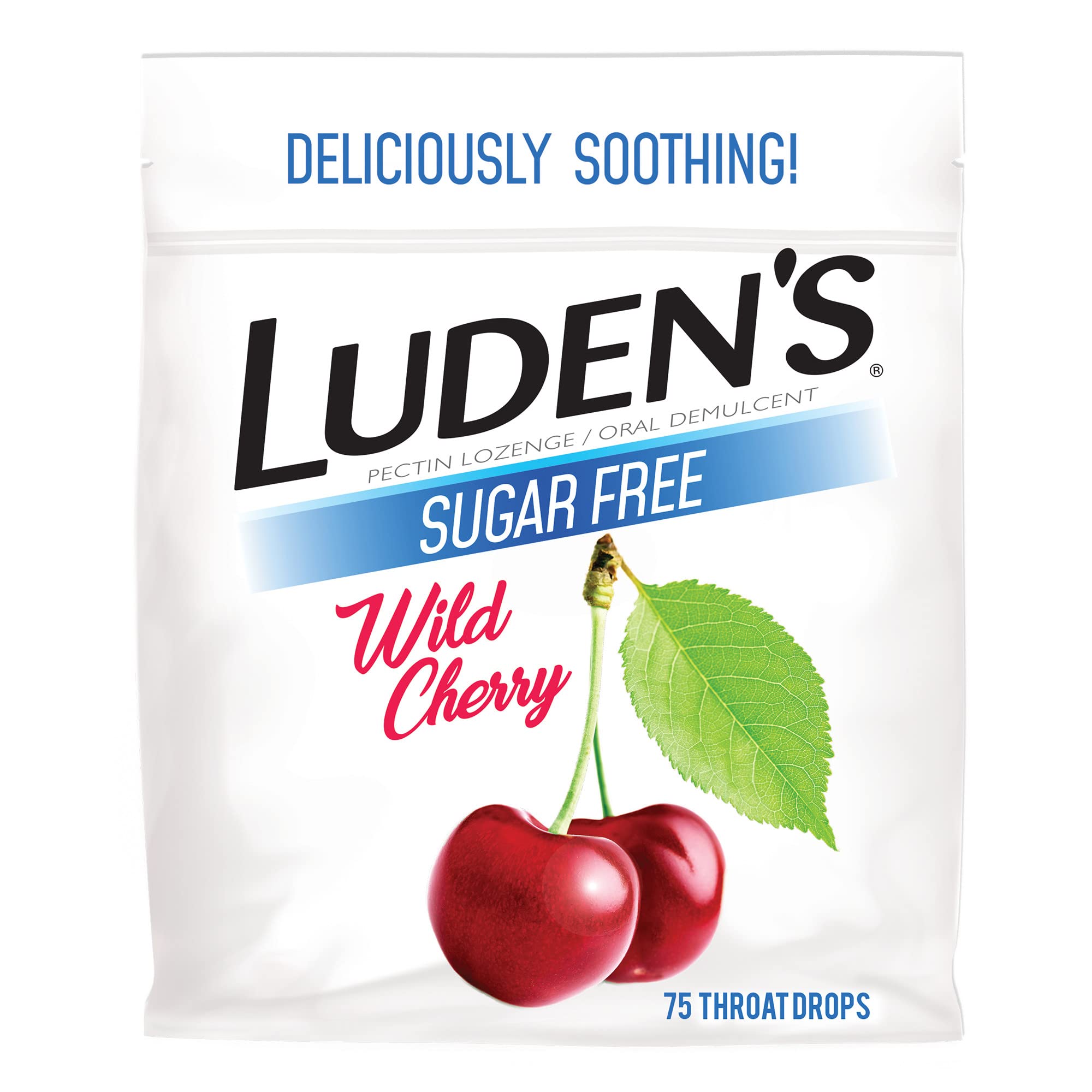 Ludens Luden's Sugar Free Wild Cherry Throat Drops, Sore Throat Relief, 75 Count