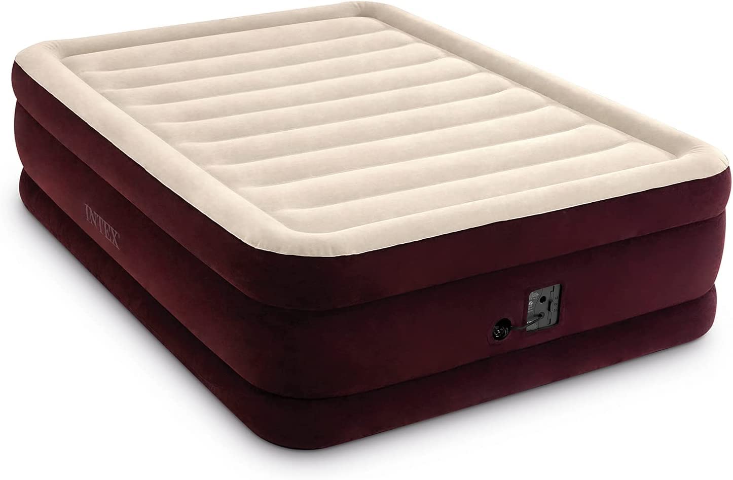 Intex 64739WB Dura-Beam Extra Raised Airbed: Queen Size - Built-in Electric Pump - 20in Bed Height - 600lb Weight capacity - Mar
