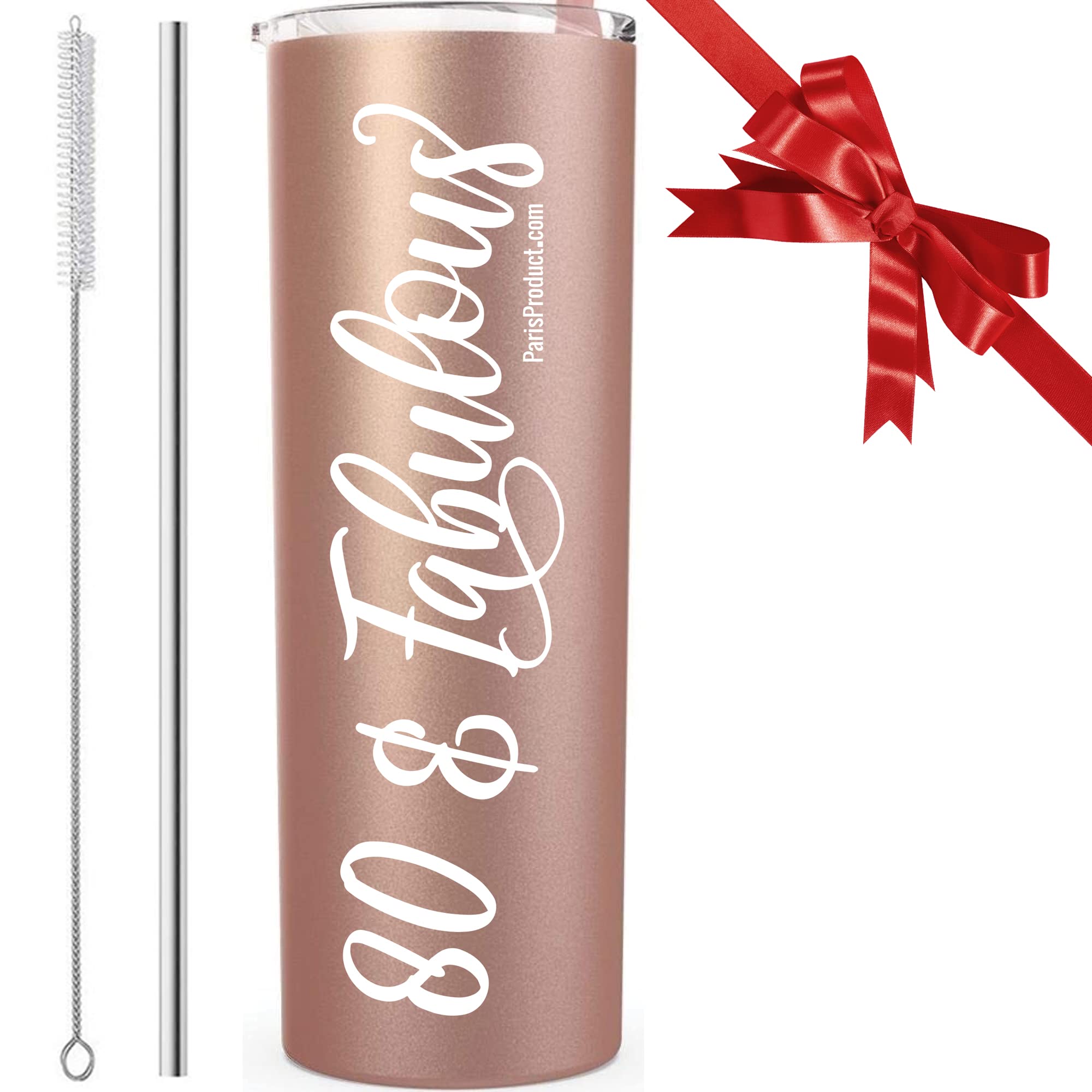 PARIS PRODUcTS cO As Seen On FOX, ABc, NBc, cBS NEWS - 20 Oz Stainless Steel Tumbler 80th Birthday gifts For Women, 80th Birthda