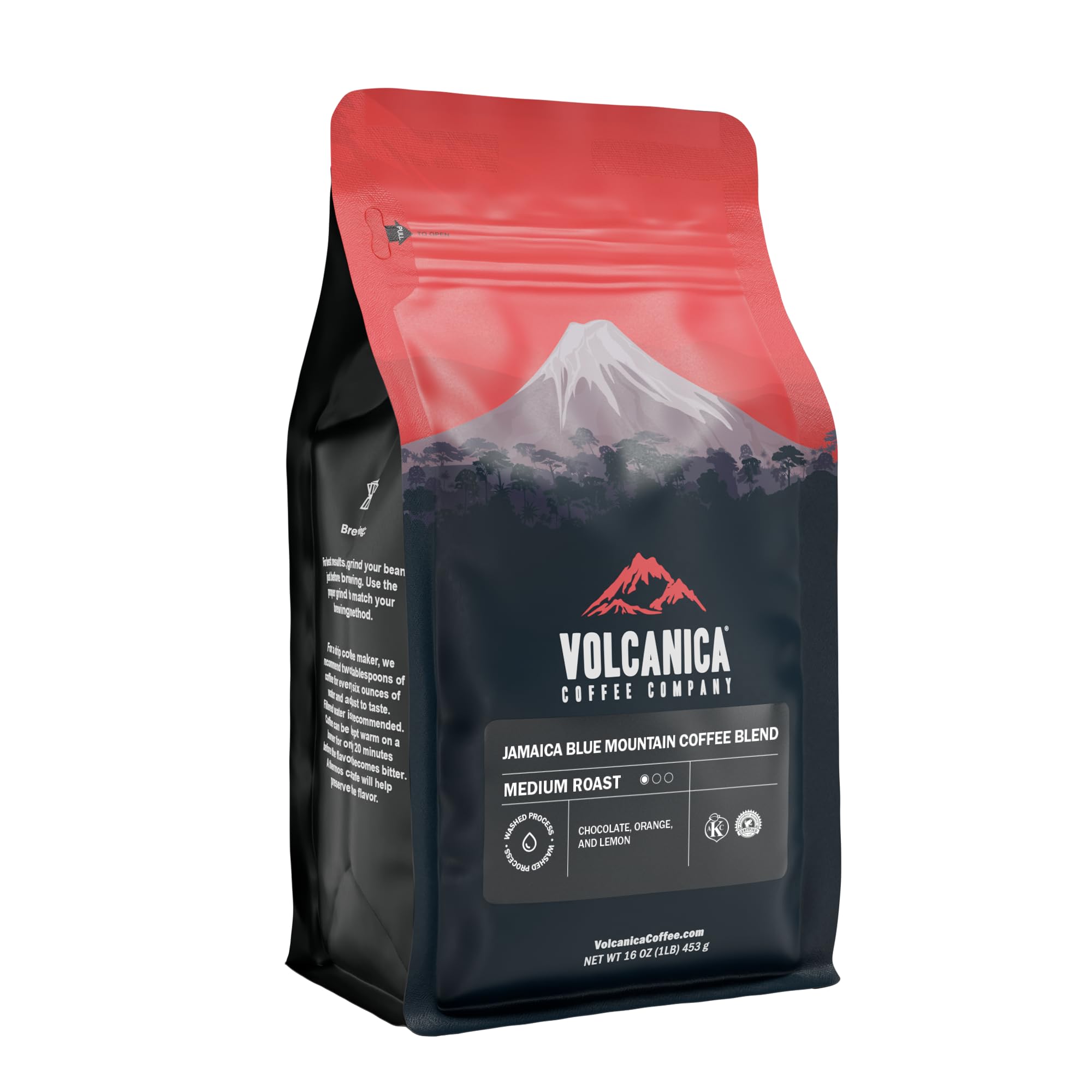 Volcanica Coffee Jamaica Blue Mountain Coffee Blend, Whole Bean, Fresh Roasted, 16-ounce