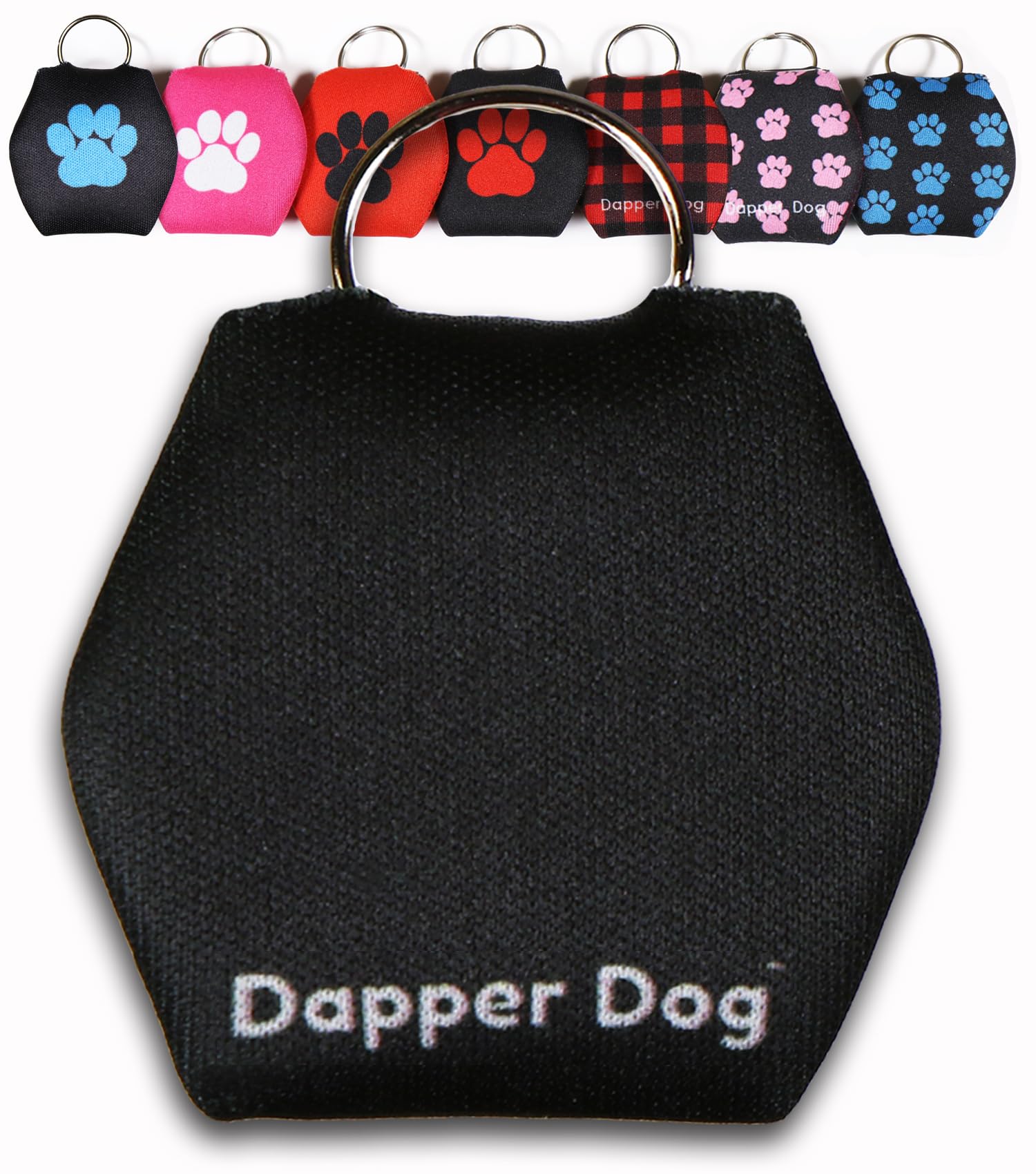 SilenTags Dapper Dog - Dog Tag Silencer with Tag Ring (Blue Paw Prints)