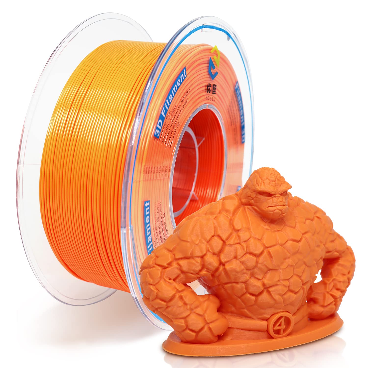 YOUSU PLA 3D Printer Filament PLA Filament 175 mm, Orange PLA Filament for 3D Printer  3D Pen, 1 kg (22 lbs)