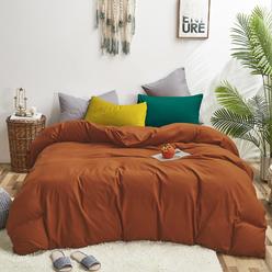 Cottonight Burnt Orange Comforter Set Queen Rust Caramel Bedding Comforter Set Full Solid Cotton Reddish Terracotta Blanket Quil