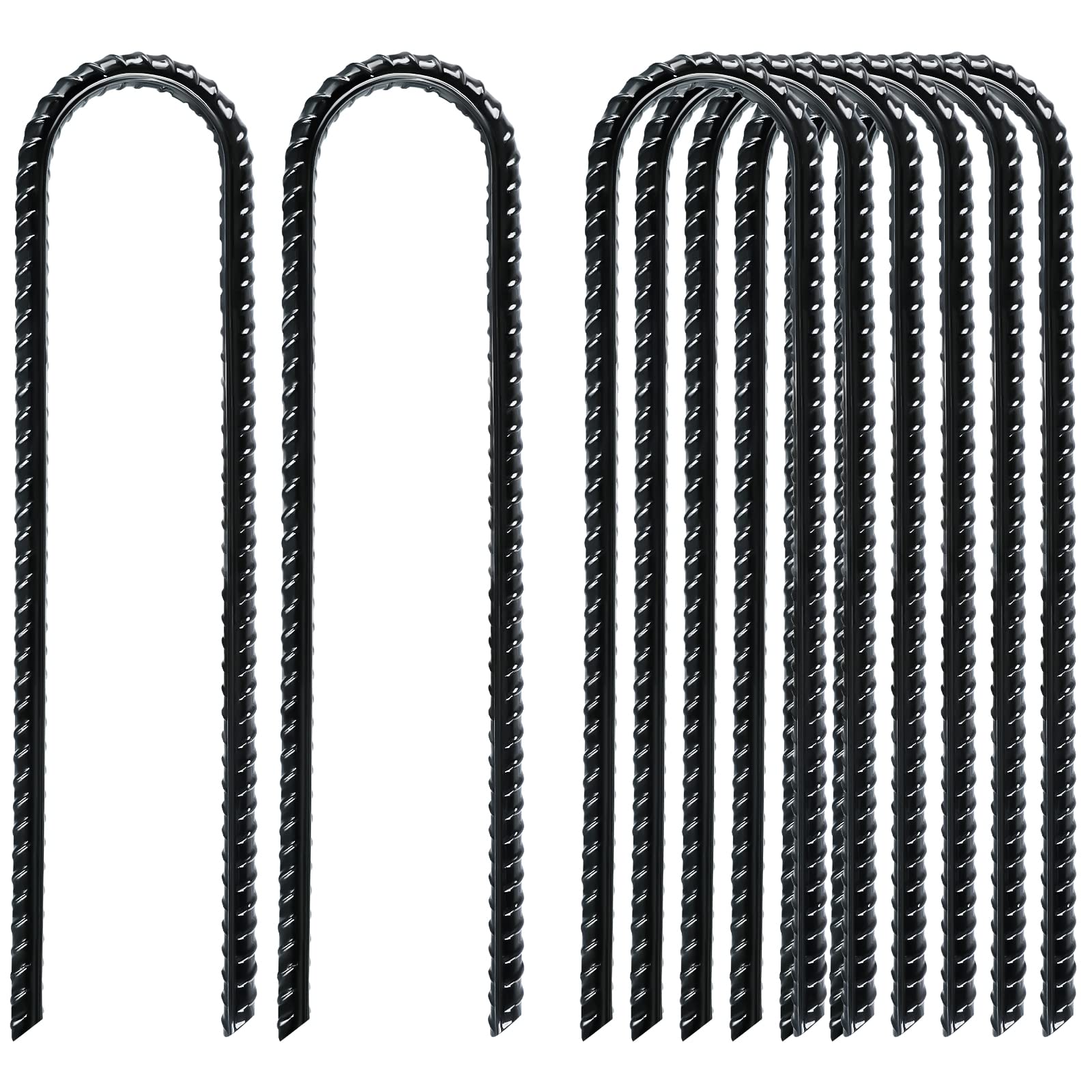 gtongoko Trampolines Wind Stakes 8 Pack 12 Inch, Heavy Duty U Shaped Rebar Stake ground Anchors galvanized Steel Safety Trampoli