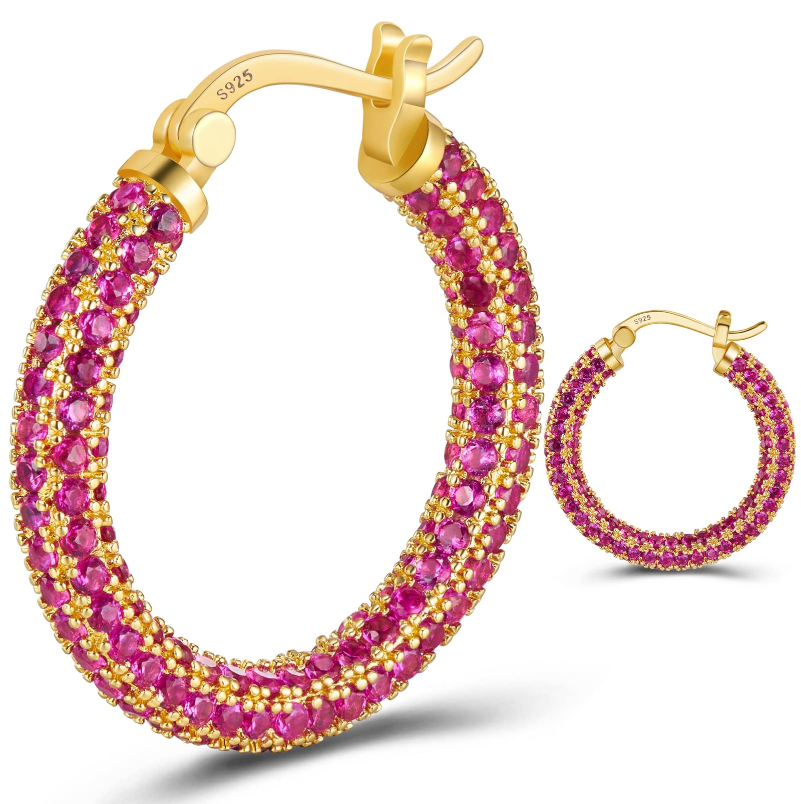 Cubic Zirconia Amazon Sterling Silver Hoops WEINUO 925 Sterling