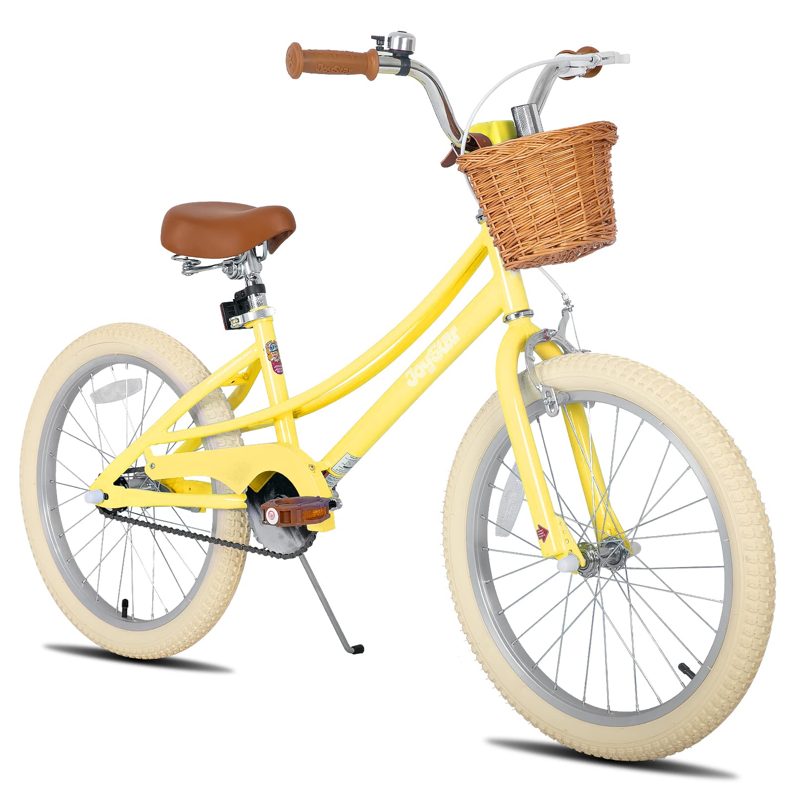 JOYSTAR 20 inch Kids Bike for 7-10 Years Girls, Girls Bike with Training Wheels & Basket, Kids' Bicycle Yellow