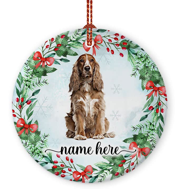 Prezzy Personalized Cocker Spaniel Dog 2023 Christmas Ornament for Xmas Tree Decoration Hanging Wreath Floral Style Funny Dog Lo