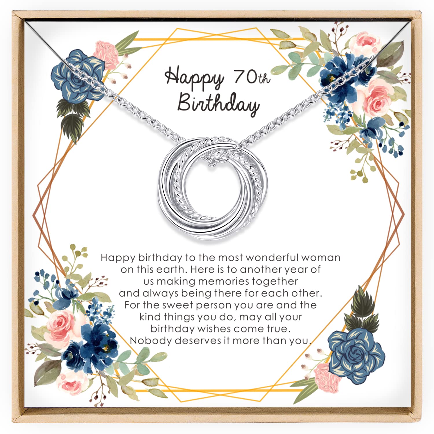Annamate 70th Birthday Gifts for Women, Sterling Silver Decade