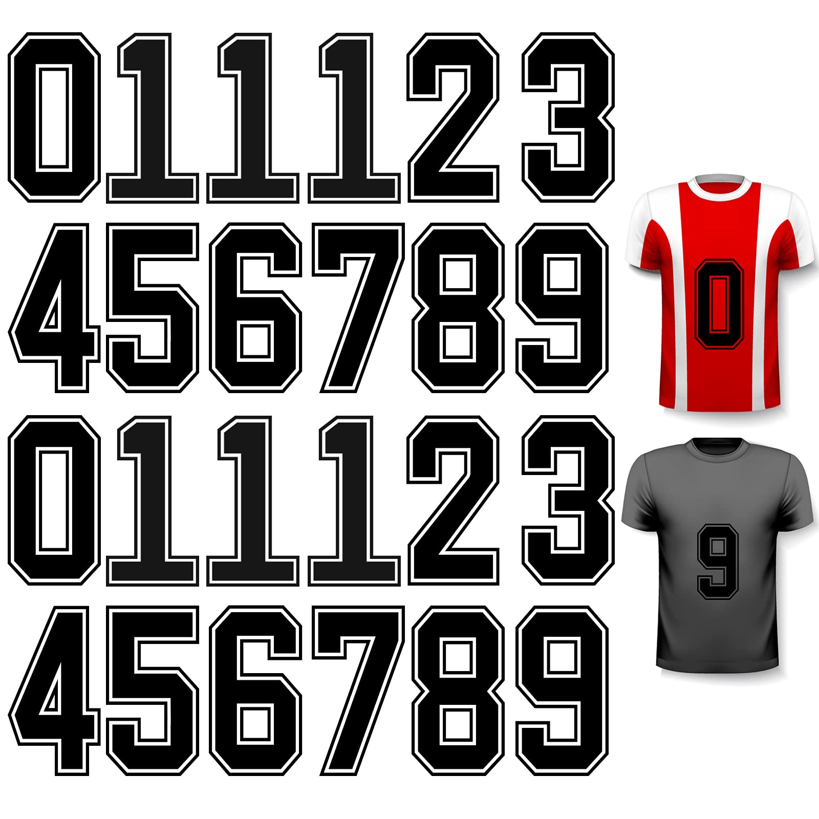 Willbond 24 Pcs Iron on Numbers, Jersey Heat Transfer Numbers 0 to 9