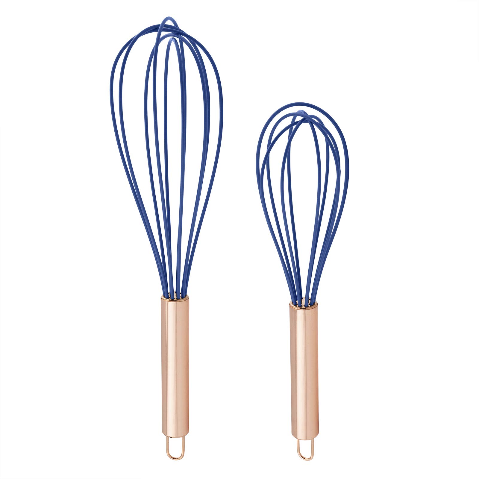 cOOK WITH cOLOR Silicone Whisks for cooking, Stainless Steel Wire Whisk Set of Two - 10A and 12A, Heat Resistant Kitchen Whisks,